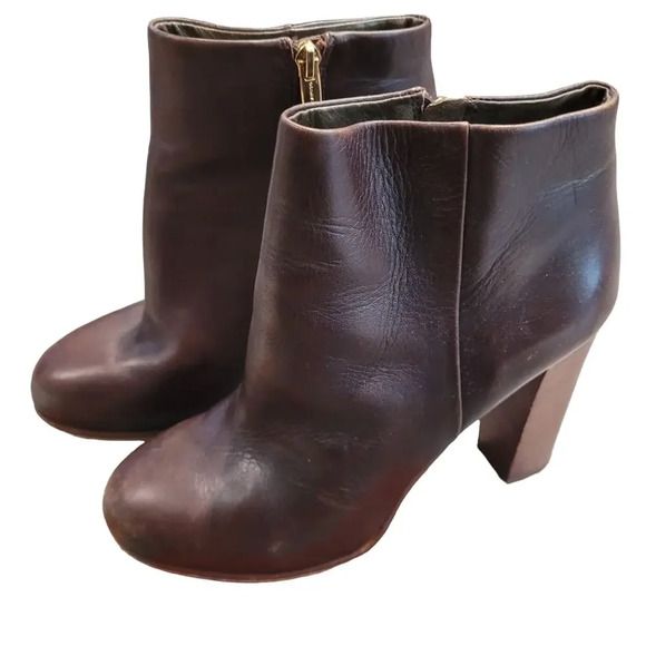 Vince Camuto Womens Grenadine Leather Bootie Clog Chunky Boot Size 9.5 Brown Zip - Picture 3 of 14